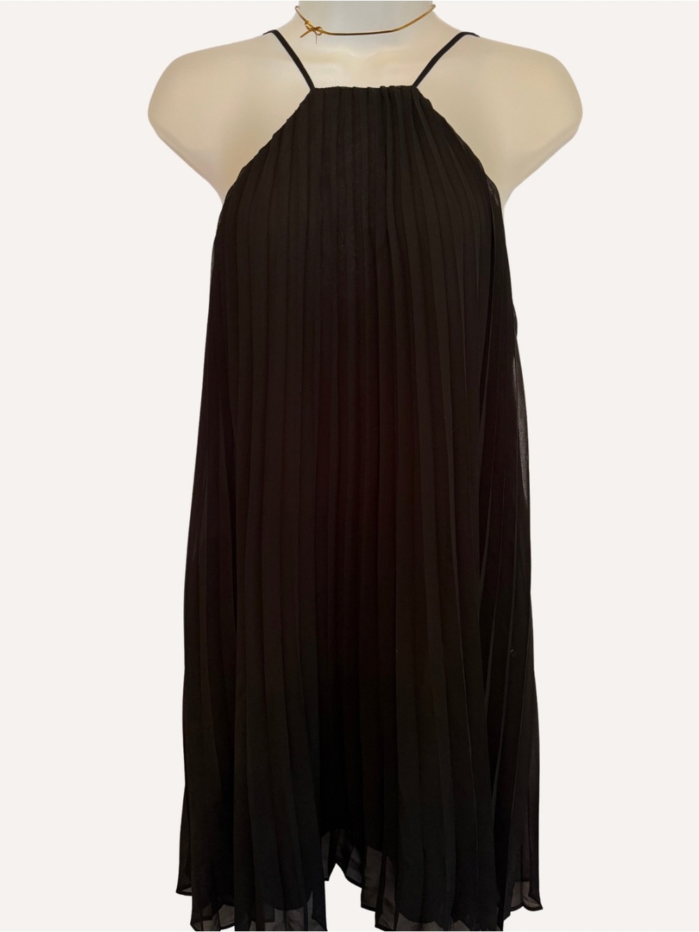 EXPRESS Black Pleated Halter Dress